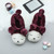 Burgundy Fur Flat Faux Fur Pom Pom Bear Face Slippers Burgundy Fur Flat Faux Fur Pom Pom Bear Face Slippers