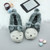 Grey Fur Flat Faux Fur Pom Pom Bear Face Slippers Grey Fur Flat Faux Fur Pom Pom Bear Face Slippers