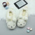 Cream Fur Flat Faux Fur Pom Pom Bear Face Slippers Cream Fur Flat Faux Fur Pom Pom Bear Face Slippers