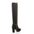 Back right side view of Black Suede High Heel Gold Zip Over The Knee Boots
