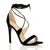 Front right side view of Black Suede High Heel Lace Up Barely There Sandals