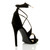 Back right side view of Black Suede High Heel Lace Up Barely There Sandals