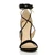 Front view of Black Suede High Heel Lace Up Barely There Sandals
