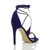 Back right side view of Blue Suede High Heel Lace Up Barely There Sandals