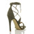 Back right side view of Khaki Suede High Heel Lace Up Barely There Sandals