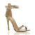 Front right side view of Beige Snake PU High Heel Strappy Barely There Sandals