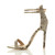 Left side view of Beige Snake PU High Heel Strappy Barely There Sandals