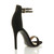 Back right side view of Black Suede High Heel Strappy Barely There Sandals