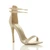 Front right side view of Gold Glitter High Heel Strappy Barely There Sandals