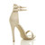 Back right side view of Gold Glitter High Heel Strappy Barely There Sandals