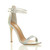 Front right side view of Silver Mermaid PU High Heel Strappy Barely There Sandals