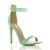 Front right side view of Mint Suede High Heel Strappy Barely There Sandals