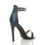 Back right side view of Navy PU High Heel Strappy Barely There Sandals