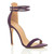 Front right side view of Purple Suede High Heel Strappy Barely There Sandals