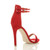 Back right side view of Red Suede High Heel Strappy Barely There Sandals