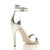 Back right side view of Silver PU High Heel Strappy Barely There Sandals