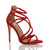 Front right side view of Red Suede High Heel Strappy Crossover Barely There Sandals