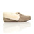 Right side view of Beige Suede Fur Collar Lined Luxury Flexible Moccasins Slippers Right side view of Beige Suede Fur Collar Lined Luxury Flexible Moccasins Slippers