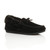 Front right side view of Black Suede Fur Collar Lined Luxury Flexible Moccasins Slippers Front right side view of Black Suede Fur Collar Lined Luxury Flexible Moccasins Slippers