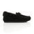 Right side view of Black Suede Fur Collar Lined Luxury Flexible Moccasins Slippers Right side view of Black Suede Fur Collar Lined Luxury Flexible Moccasins Slippers