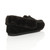 Back right side view of Black Suede Fur Collar Lined Luxury Flexible Moccasins Slippers Back right side view of Black Suede Fur Collar Lined Luxury Flexible Moccasins Slippers