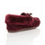 Back right side view of Burgundy Suede Fur Collar Lined Luxury Flexible Moccasins Slippers