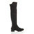 Right side view of Black Suede Low Heel Stretchy Over The Knee Boots