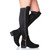 Model wearing Black Suede Low Heel Gold Zip Stretch Over The Knee Boots