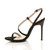 Left side view of Black Suede High Heel Barely There Strappy Buckle Evening Sandals
