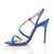 Left side view of Cobalt Blue Suede High Heel Barely There Strappy Buckle Evening Sandals