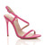 Front right side view of Fuchsia Suede High Heel Barely There Strappy Buckle Evening Sandals