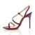 Left side view of Purple Suede High Heel Barely There Strappy Buckle Evening Sandals
