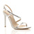 Front right side view of Silver PU High Heel Barely There Strappy Buckle Evening Sandals