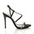 Right side view of Black Diamante Suede High Heel Barely There Strappy Buckle Evening Sandals