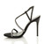 Left side view of Black Diamante Suede High Heel Barely There Strappy Buckle Evening Sandals