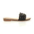 Right side view of Black PU Flat Diamante Flower Studded Flip Flop Sandals