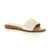 Front right side view of White PU Flat Diamante Flower Studded Flip Flop Sandals