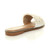 Back right side view of White PU Flat Diamante Flower Studded Flip Flop Sandals