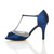 Left side view of Blue Satin High Heel Diamante T-Bar Sandals