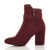 Left side view of Burgundy Suede High Block Heel Buckle Riding Ankle Boots Left side view of Burgundy Suede High Block Heel Buckle Riding Ankle Boots