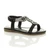 Front right side view of Black Infants Flat Diamante T-Bar Slingback Sandals