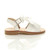Right side view of White Patent Infants Flat Buckle Ribbon Bow Menorcan Sandals