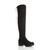 Front right side view of Black Suede Mid Heel Stretch Tie Up Over The Knee Boots