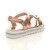 Back right side view of Rose Gold Childrens Flatform Diamante Strappy Studded Slingback Sandals