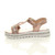 Left side view of Rose Gold Childrens Flatform Diamante Strappy T-Bar Slingback Sandals Left side view of Rose Gold Childrens Flatform Diamante Strappy T-Bar Slingback Sandals