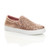 Front right side view of Rose Gold Glitter Flat Glitter Trainers Skate Shoes
