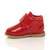 Left side view of Red Patent Unisex Infants Toddlers Touch Close Strap Desert Boots
