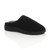 Front right side view of Black Cord Fur Lined Winter Slip On Memory Foam Slippers Mukes Indoor Shoes Front right side view of Black Cord Fur Lined Winter Slip On Memory Foam Slippers Mukes Indoor Shoes