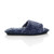 Right side view of Navy Fur Memory Foam Fluffy Quilted Fur Lined Grip Sole Peep Toe Mule Slippers Sandals