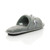 Back right side view of Grey Fur Memory Foam Fluffy Bow Fur Lined Grip Sole Peep Toe Mule Slippers Sandals